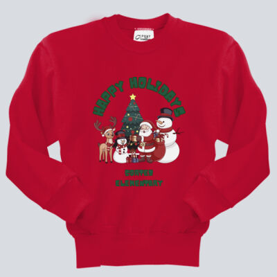 Youth Crewneck - Winter - Happy Holidays Green Thumbnail