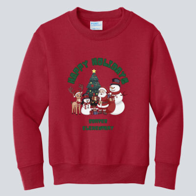 Youth Crewneck - Winter - Happy Holidays Green Thumbnail