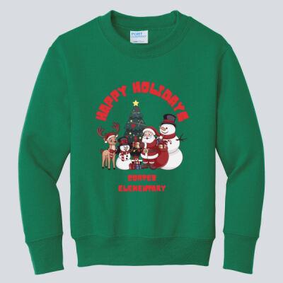 Youth Crewneck - Winter - Happy Holidays Red Thumbnail